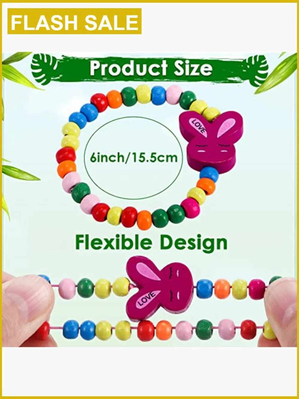12 Pcs Kids Bracelets Unicorn Mermaid Animal Wooden Beaded Jewelry Set